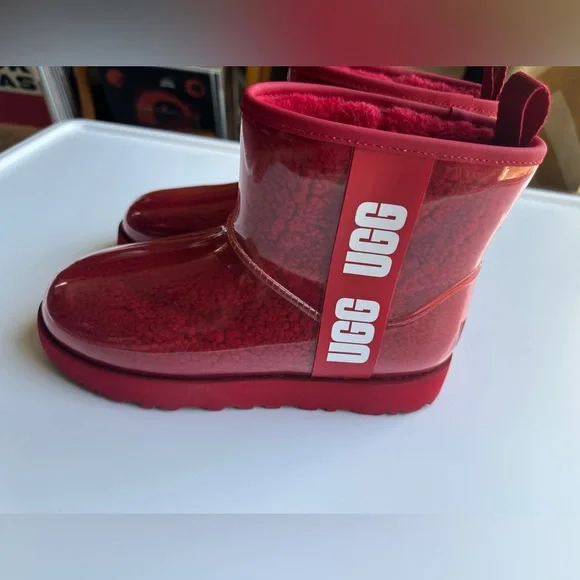 UGG Women's Classic Clear Mini Ankle Boots Red US Size‎ 7 - Picture 6 of 16
